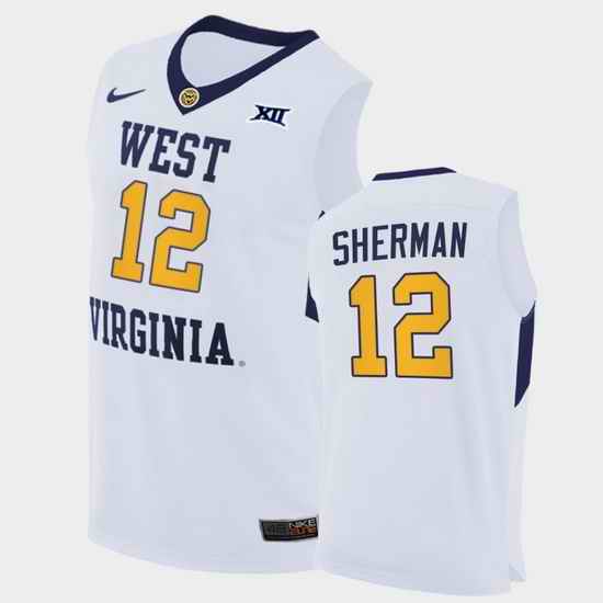 Men West Virginia Mountaineers Taz Sherman Home White Authentic Jersey